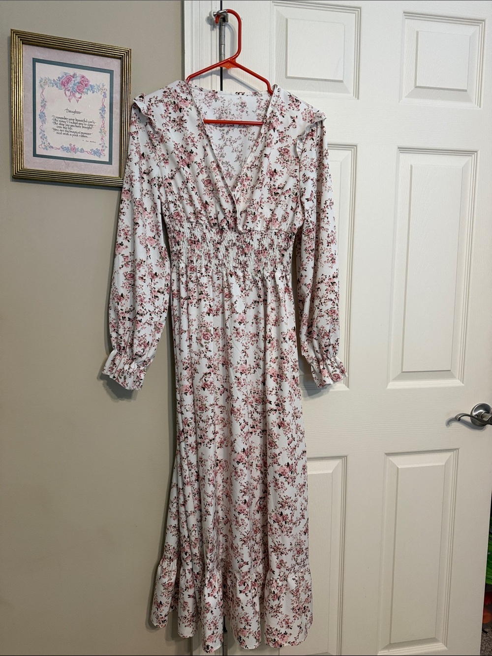 Women's Floral Long Sleeve Maxi Dress - Pink Floral
